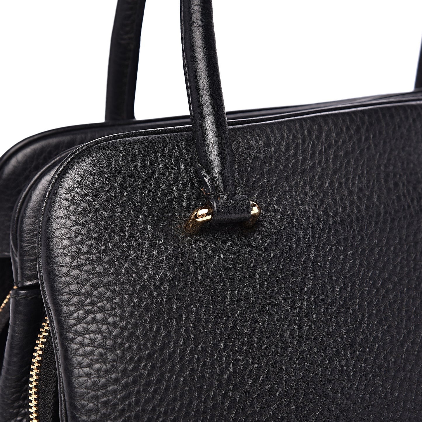 Grained Deerskin Double Zip Black