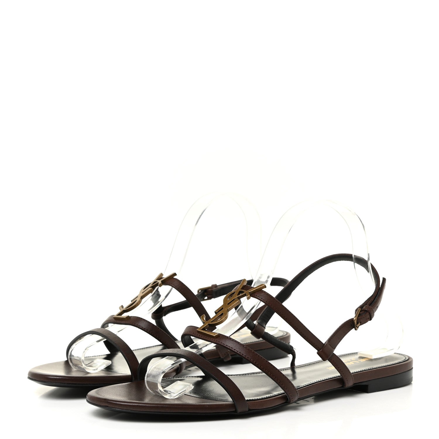 Saint Laurent Calfskin Cassandra Monogram Sandals 41 Moro 6 of 21
