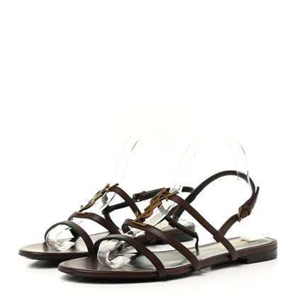 Saint Laurent Calfskin Cassandra Monogram Sandals 41 Moro 6 of 21