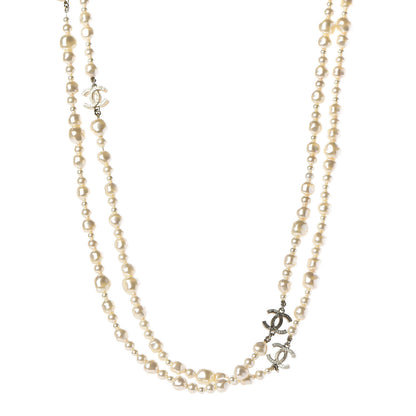 Chanel Graduated Pearl CC Long Necklace Light Gold 1 of 5