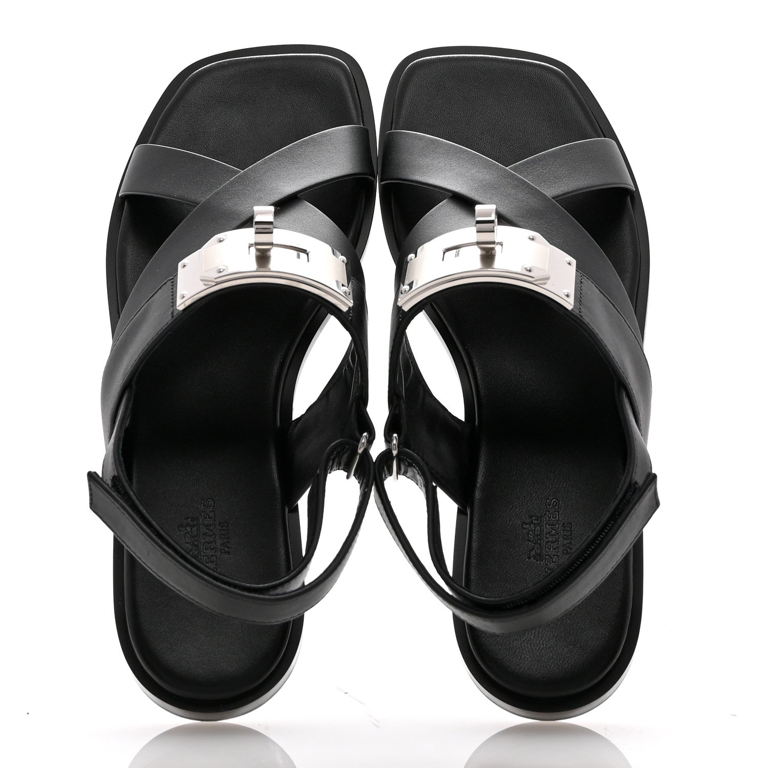 Hermes Calfskin Womens Ines Sandals 38 Black 2 of 10