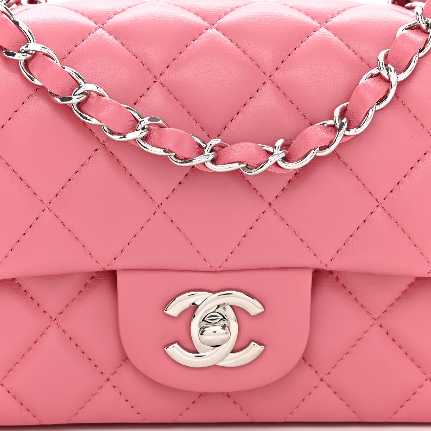 Chanel Lambskin Quilted Mini Rectangular Flap Pink 8 of 10