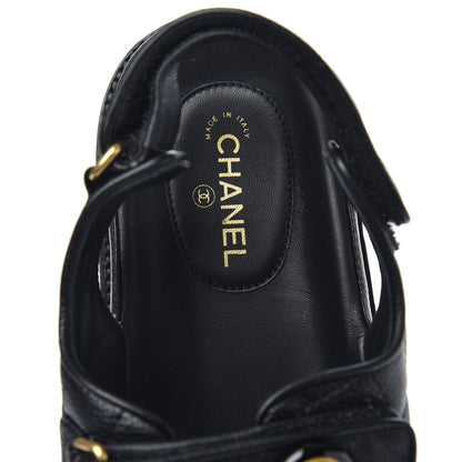 Chanel Grained Calfskin Velcro Dad Sandals 40 Black 6 of 9