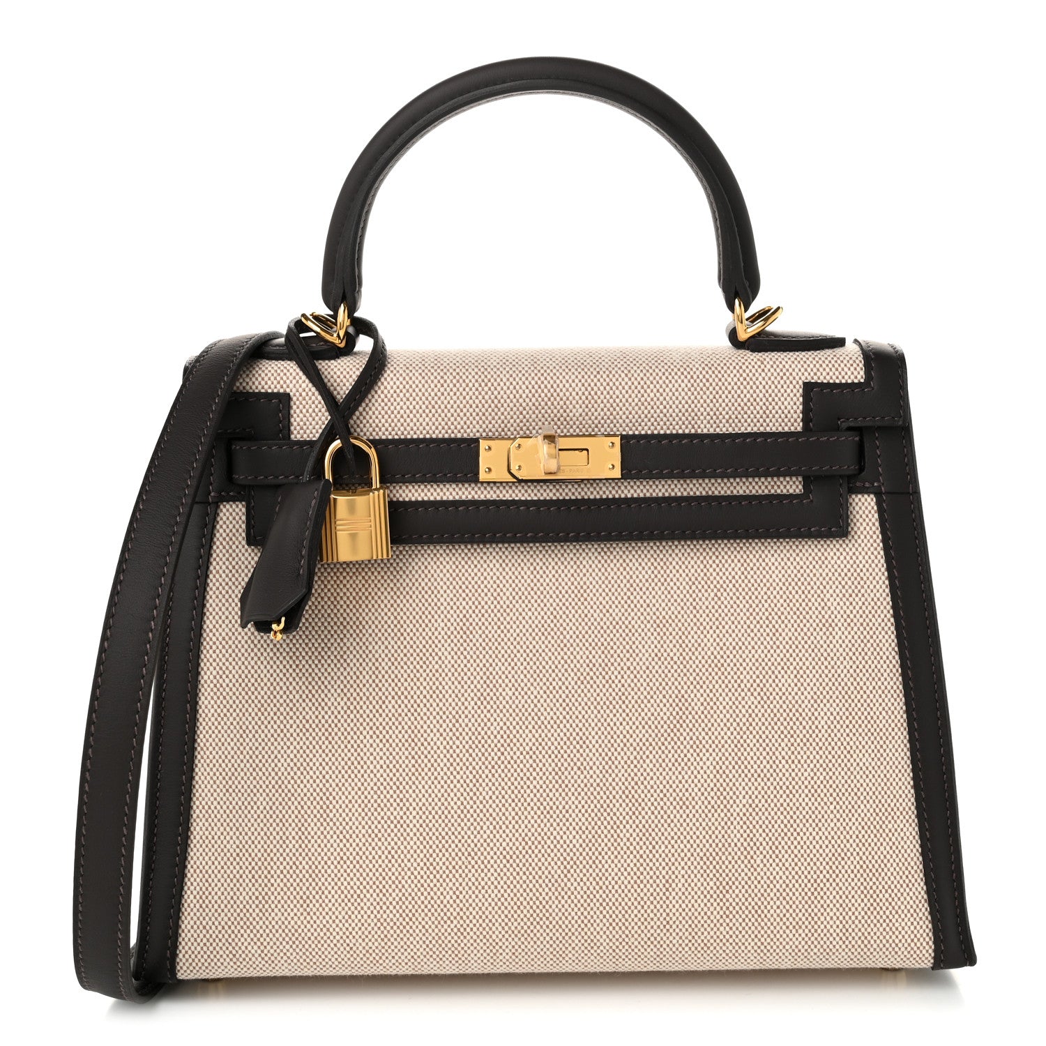 Hermes Toile H Swift Kelly Sellier 25 Ecru Bai Brun 1 of 10