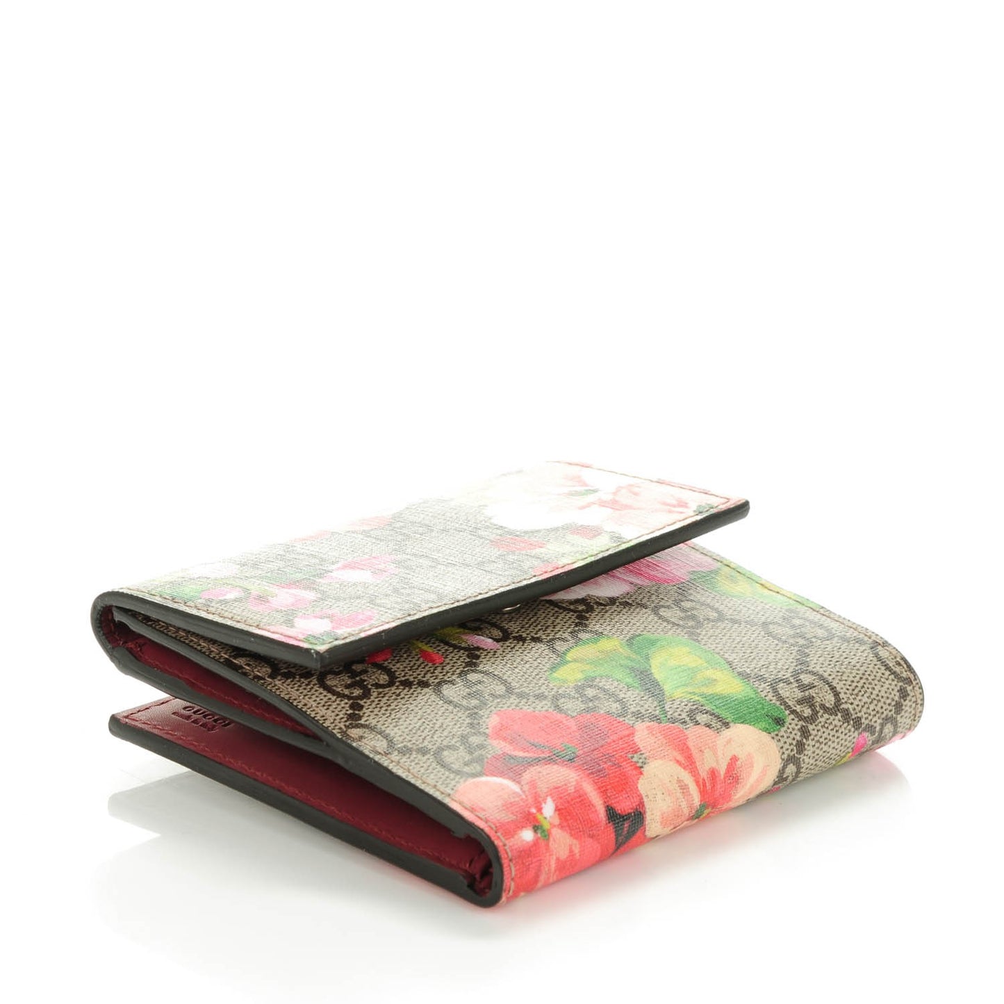 GG Supreme Monogram Blooms French Flap Wallet Beige Multicolor Dry Rose