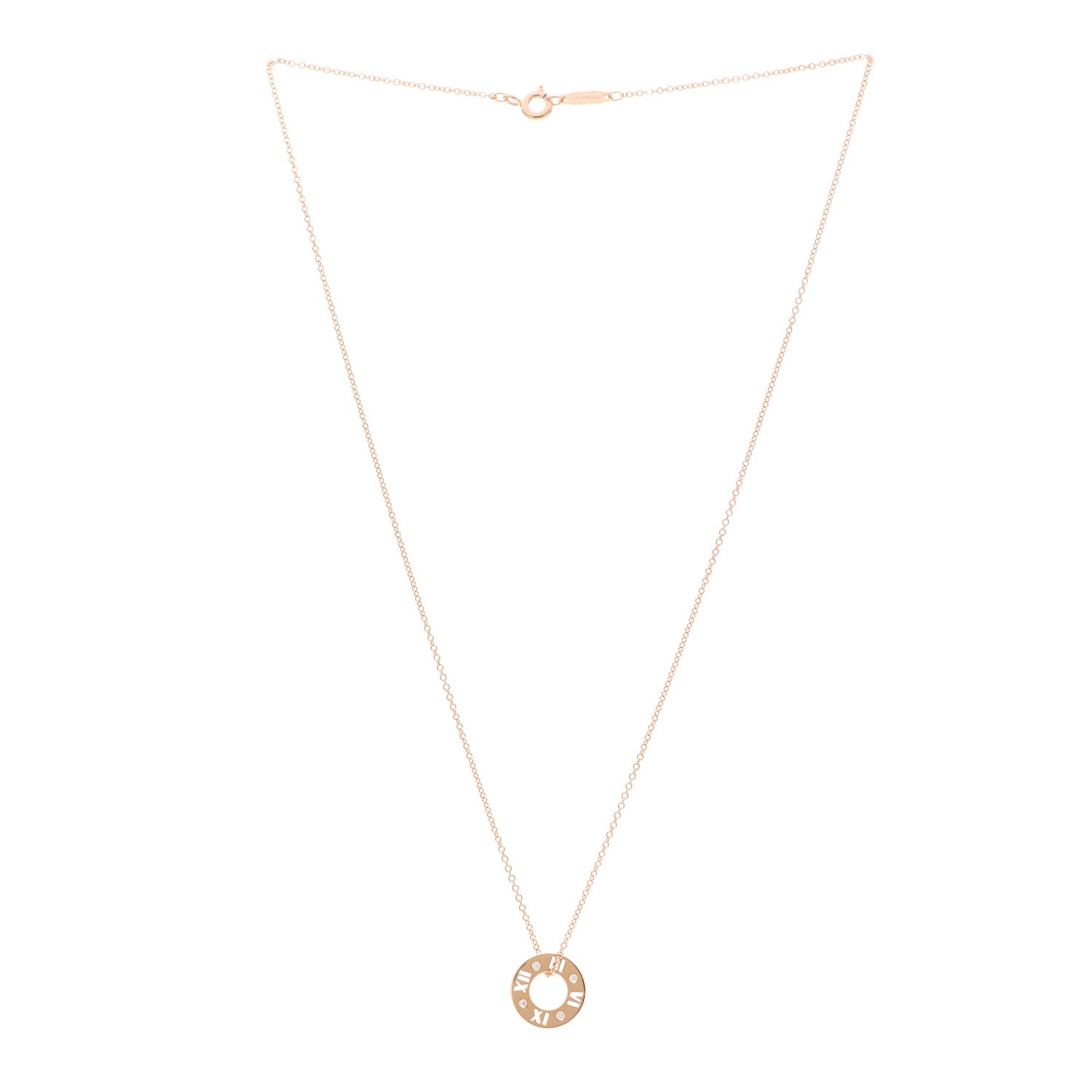Tiffany 18K Rose Gold Diamond Atlas Pierced Pendant Necklace 3 of 5