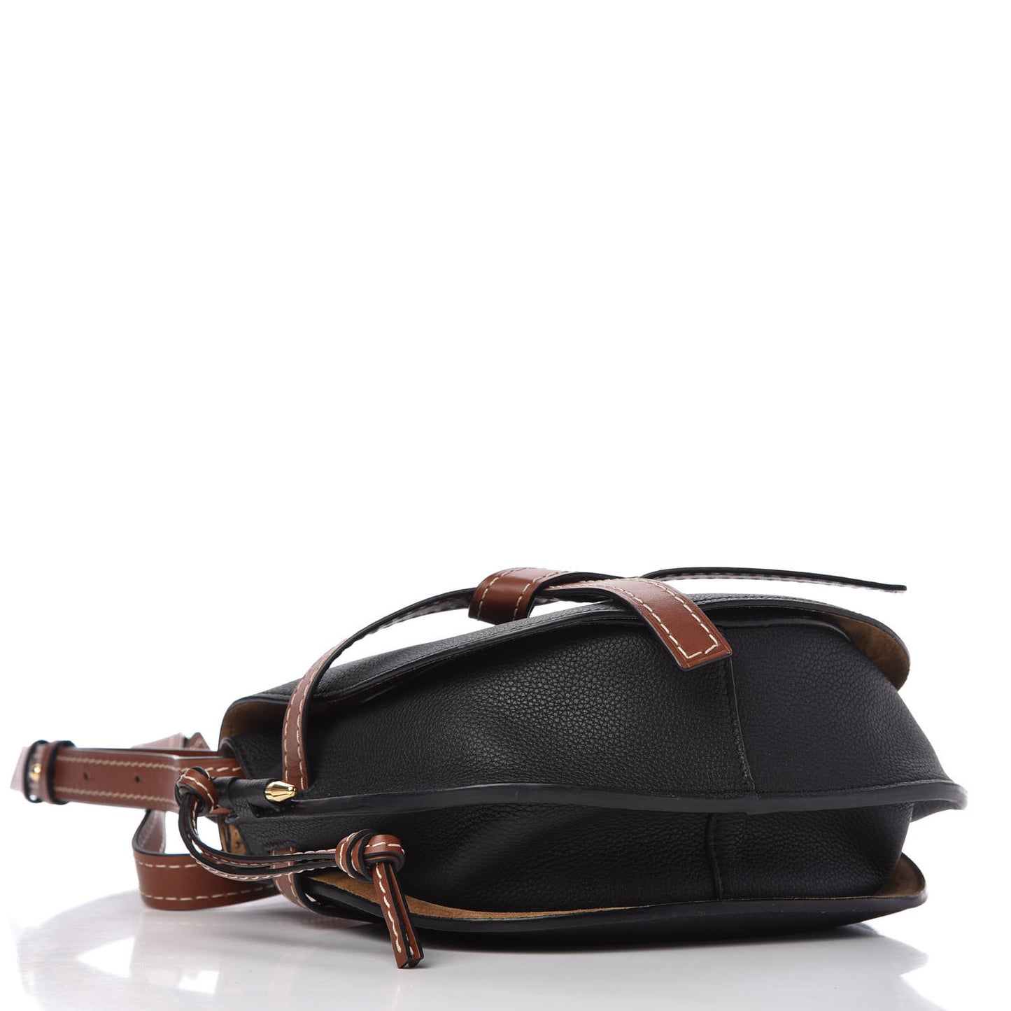 Grained Calfskin Small Gate Crossbody Bag Pecan Black