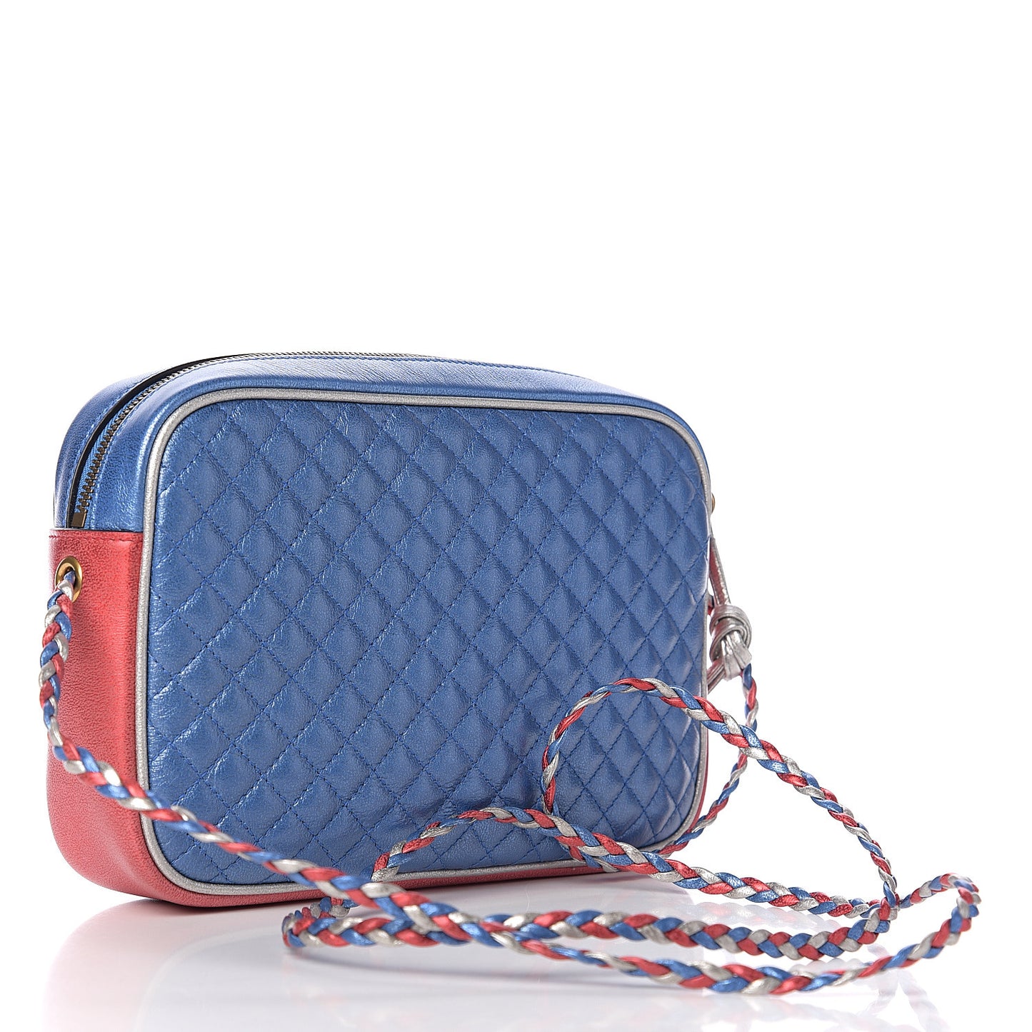 Laminated Nappa Trapuntata Small Zumi Shoulder Bag Rosso Marine Argento