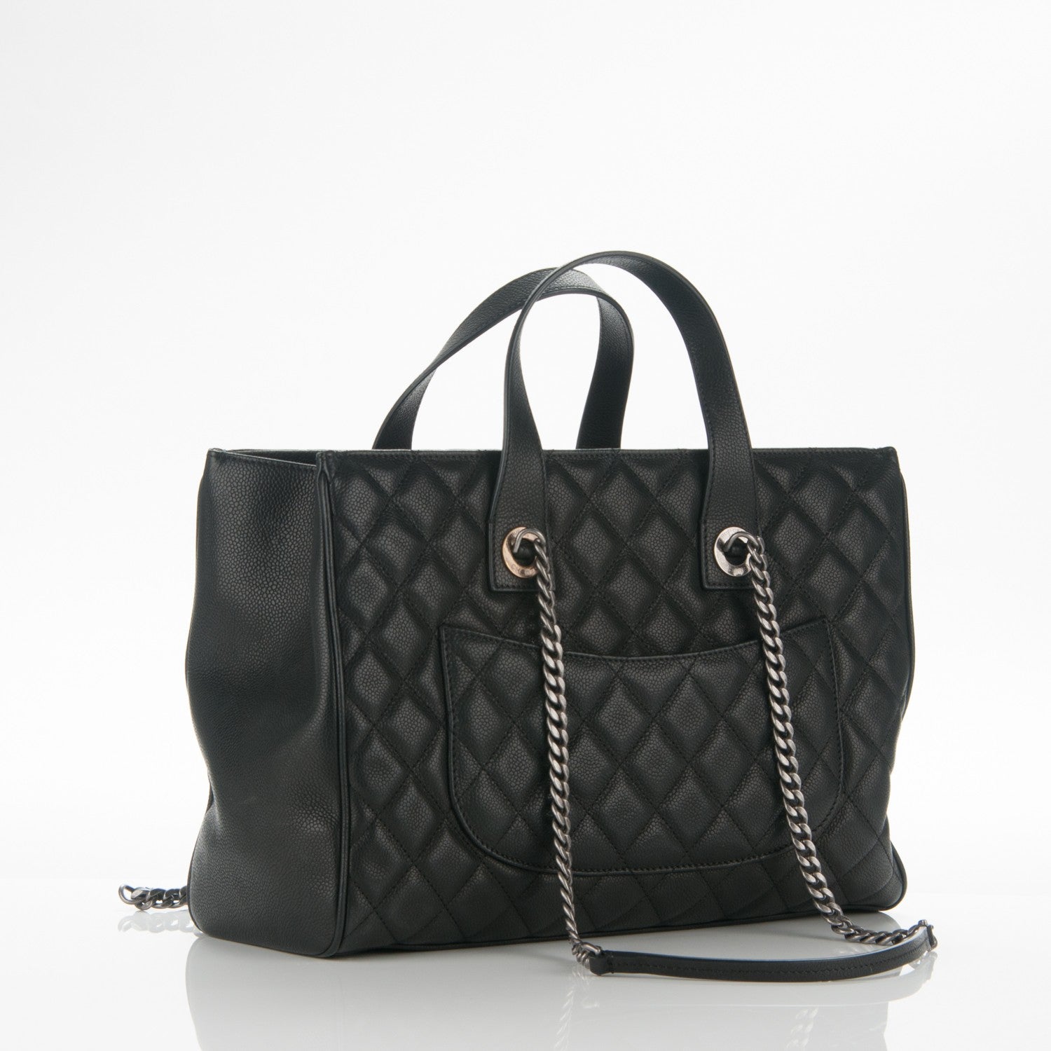 Chanel Caviar Quilted Large Casual Pocket Tote Black 3 of 7