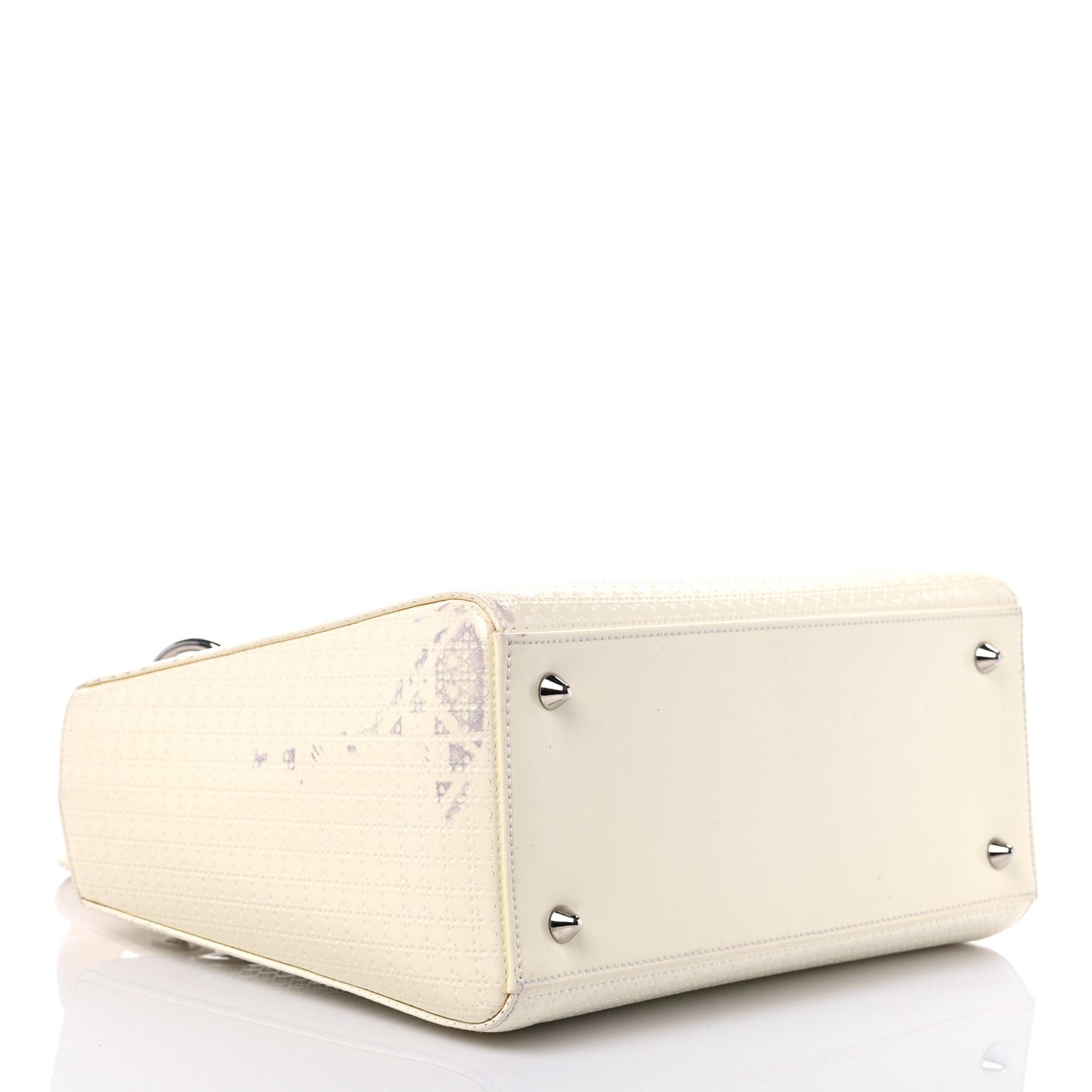 Patent Micro-Cannage Medium Lady Dior White