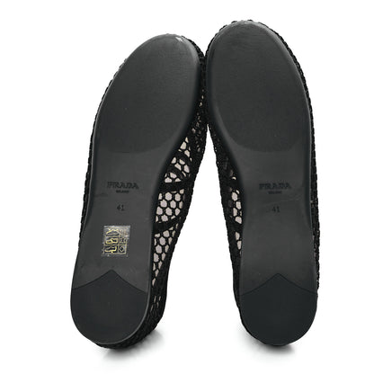 Prada Mesh Fabric Ballerina Flats 41 Black 6 of 8