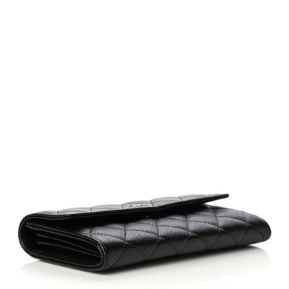 Chanel Caviar Quilted Large Gusset Flap Wallet Black 3 of 12