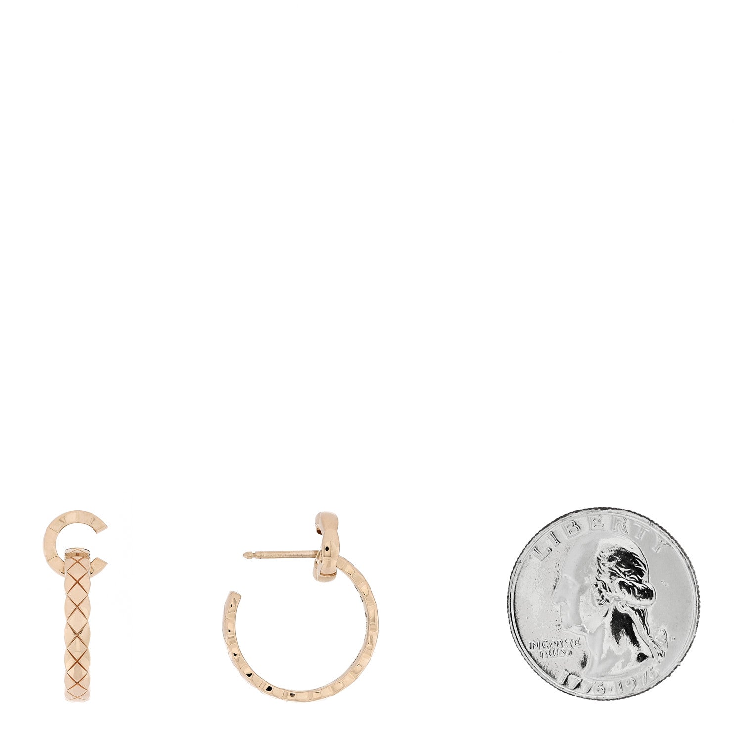 Chanel 18K Beige Gold Medium Coco Crush Hoop Earrings 2 of 5