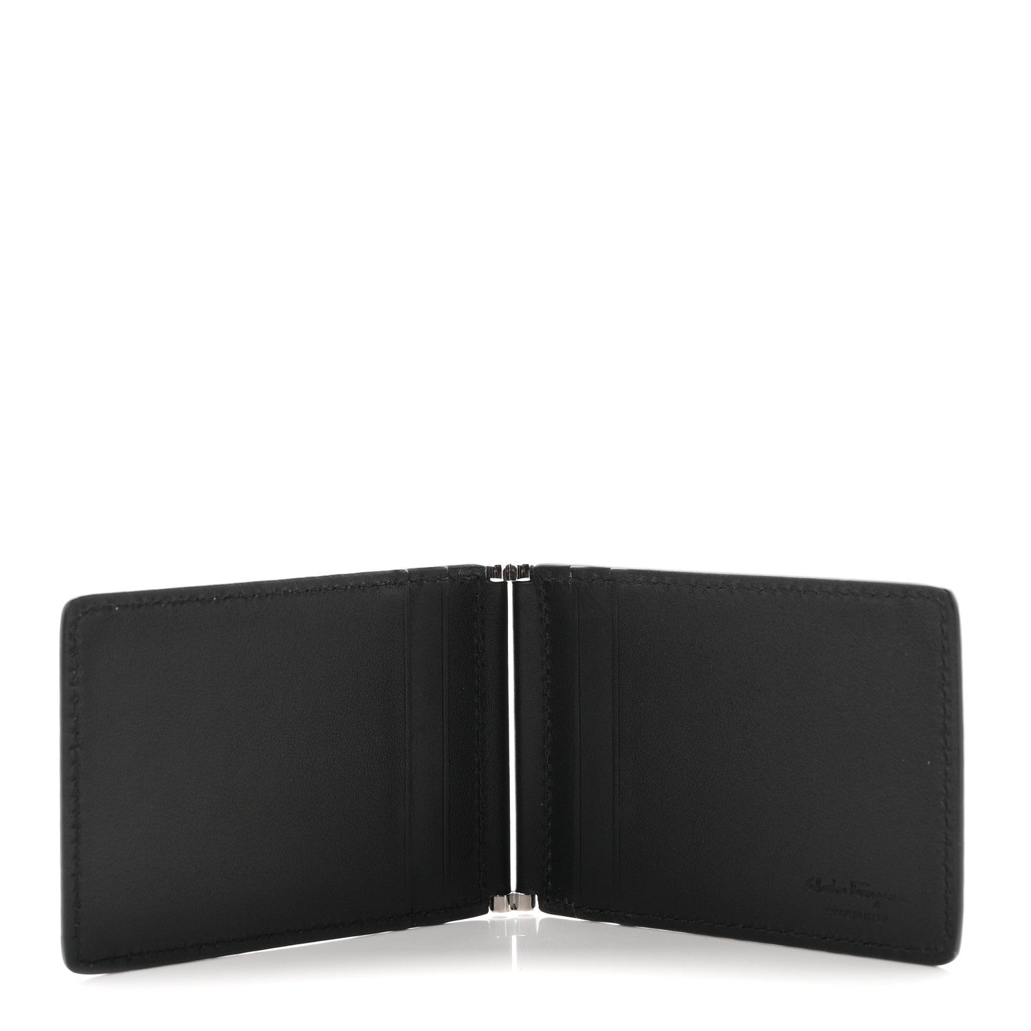 Salvatore Ferragamo Calfskin Gancini Embossed Bi-Fold Wallet Black 5 of 7