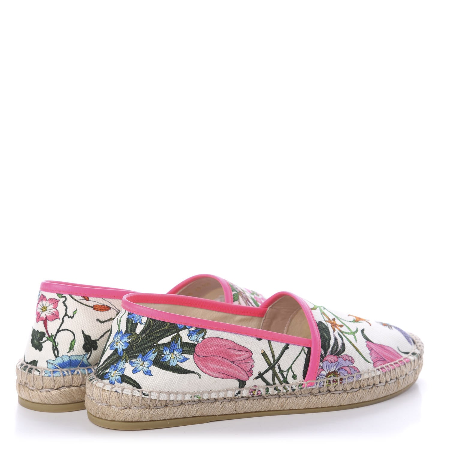 Gucci Canvas Flora Print Espadrilles 40 White Multicolor Fuxia 4 of 7