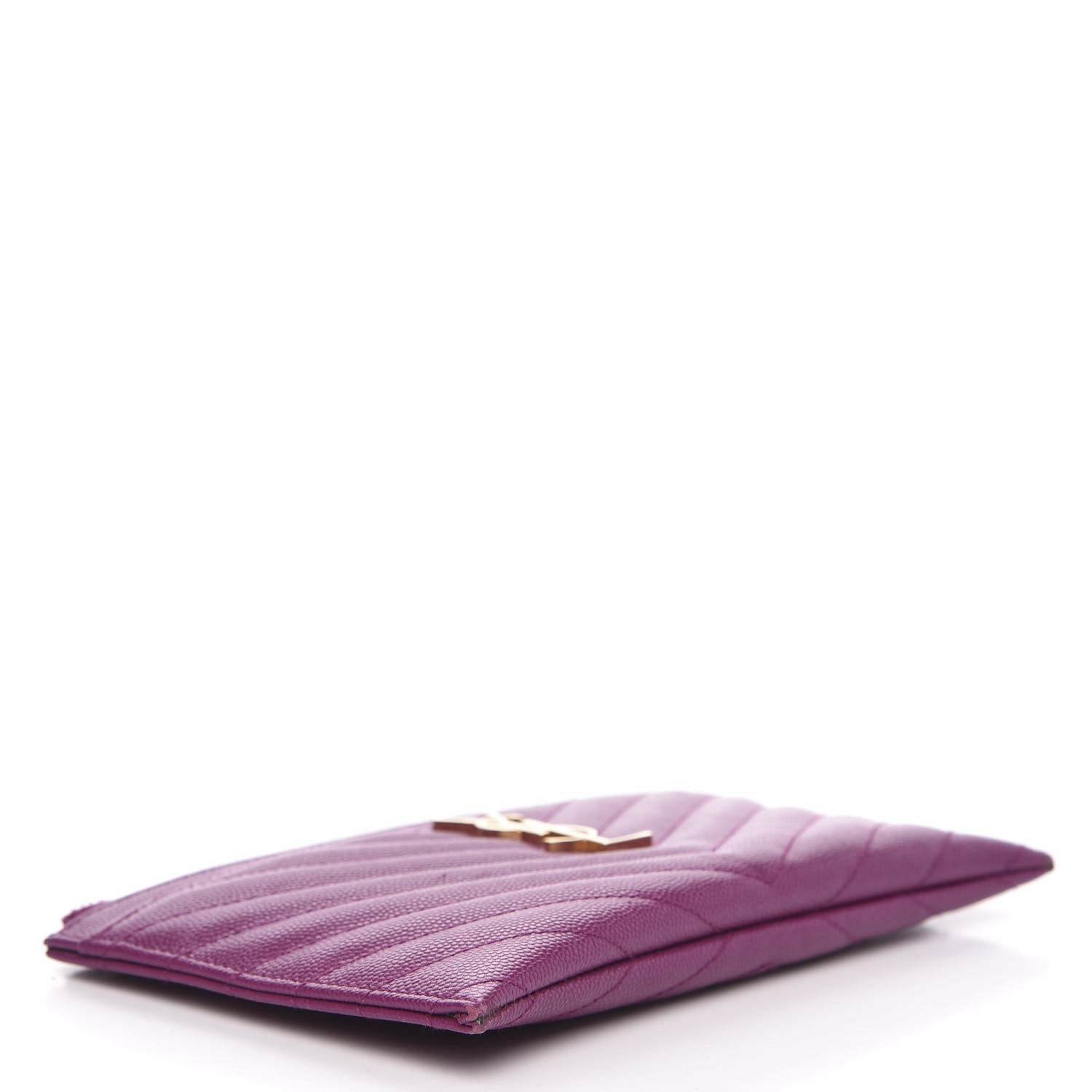 Saint Laurent Grain De Poudre Chevron Monogram Bill Pouch Dark Grape 4 of 10