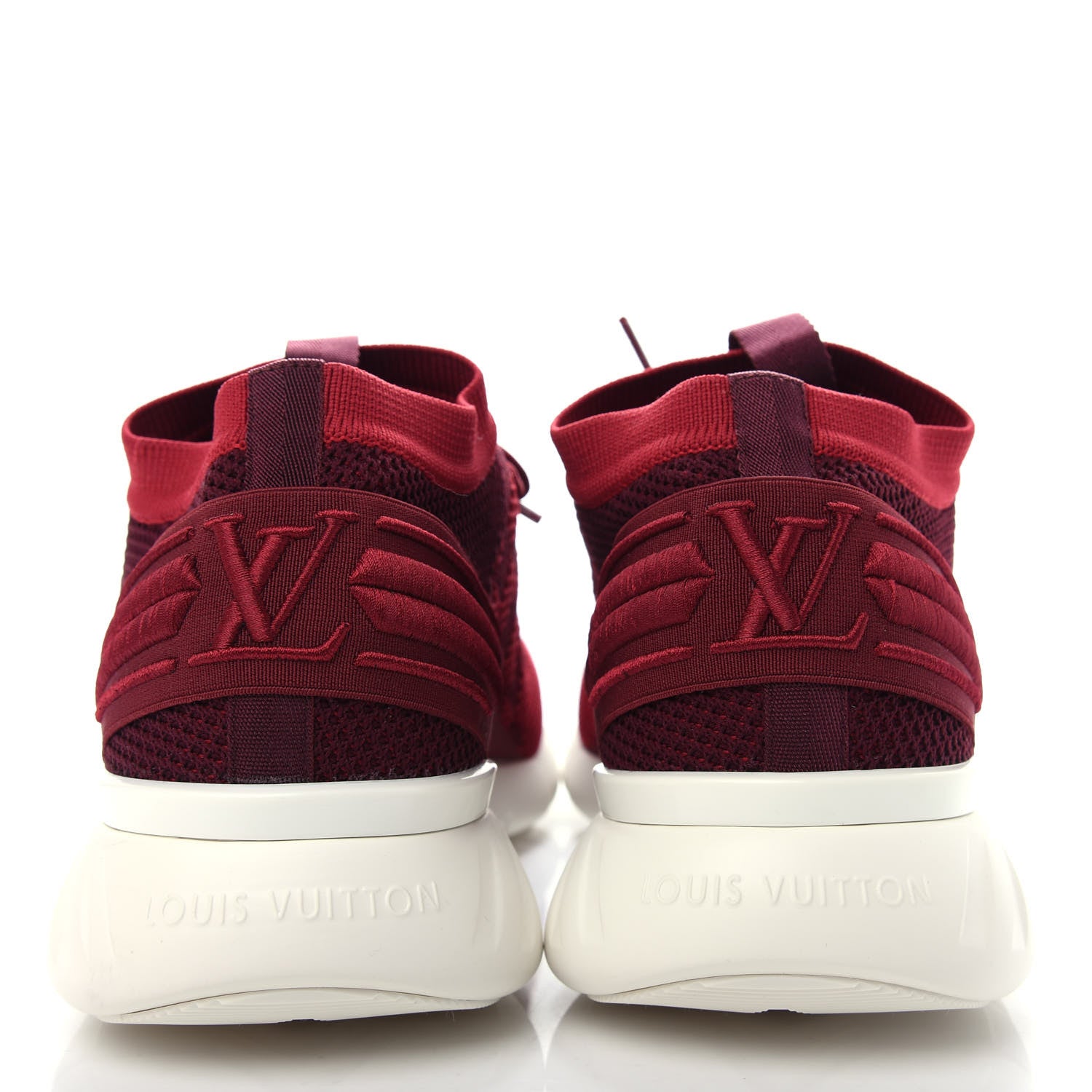 Louis Vuitton Knit Damier Mens Fastlane Sneakers 7.5 Burgundy Red 7 of 12