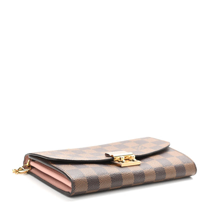 Louis Vuitton Damier Ebene Croisette Chain Wallet Rose Ballerine 4 of 12