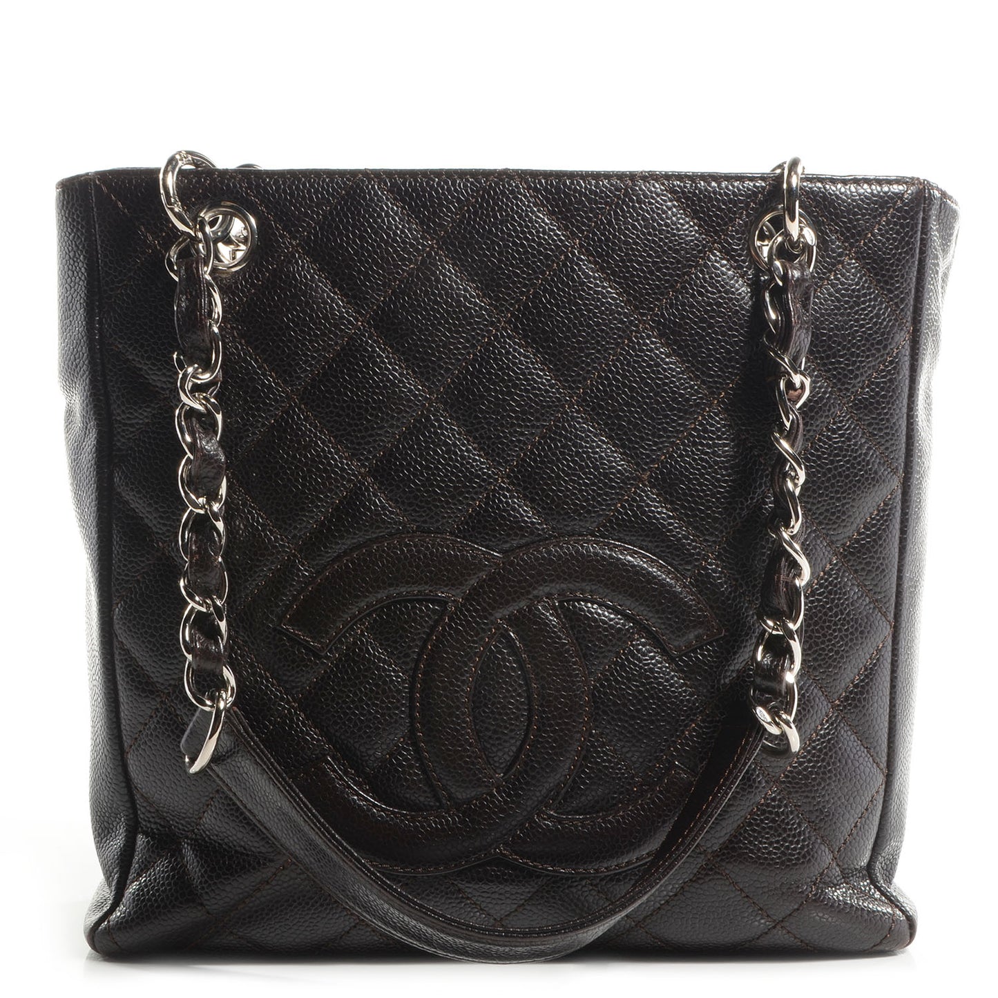 Caviar Petit Shopping Tote PST Dark Brown