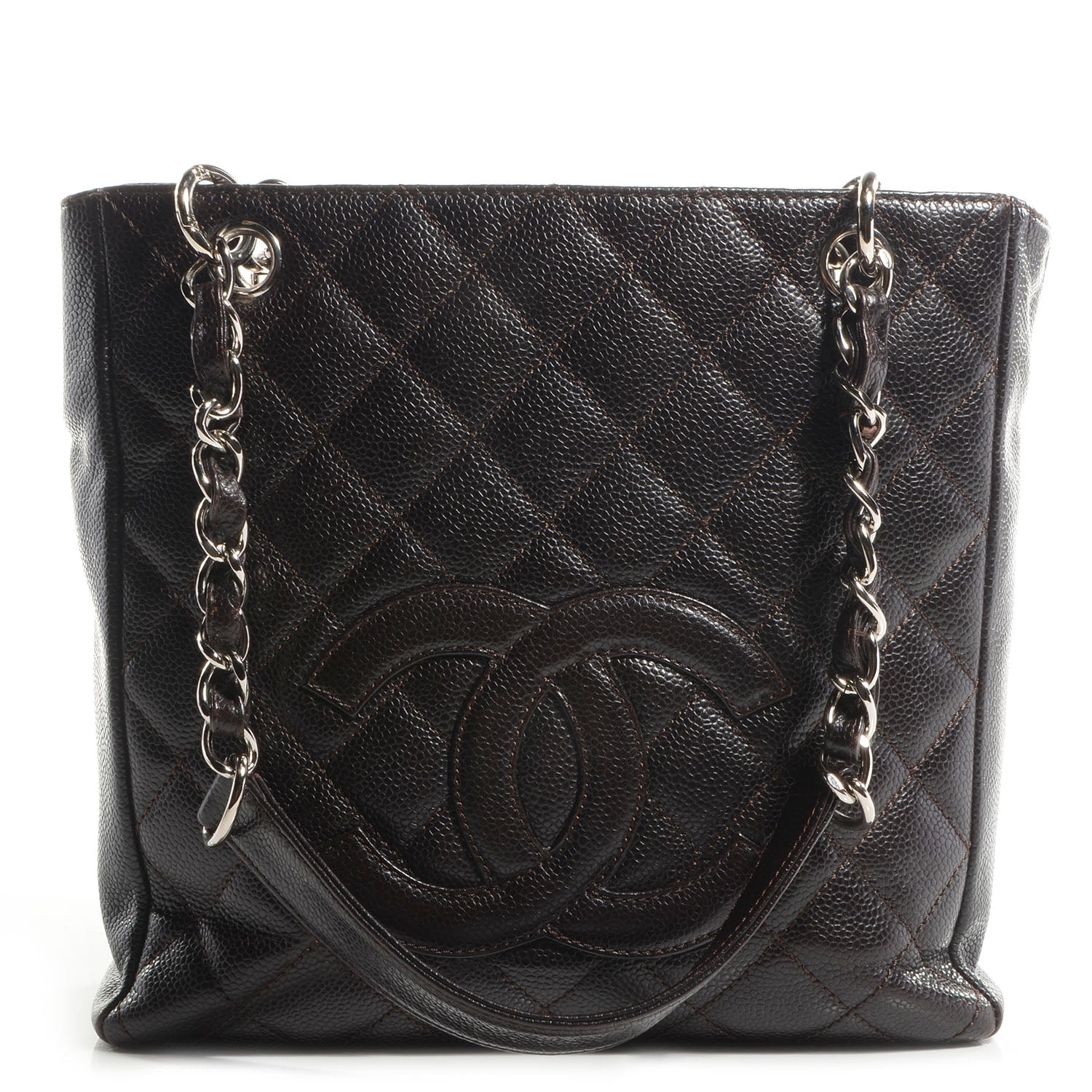 Chanel Caviar Petit Shopping Tote PST Dark Brown 1 of 8
