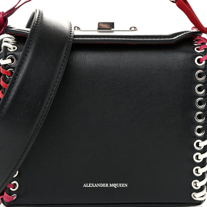 Alexander McQueen Calfskin Whipstitch Box Shoulder Bag 19  Black Red 7 of 9