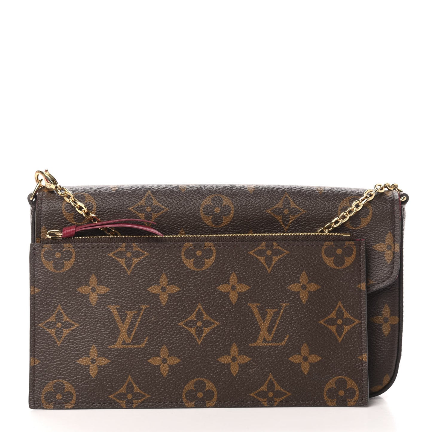 Monogram Pochette Felicie Chain Wallet Fuchsia