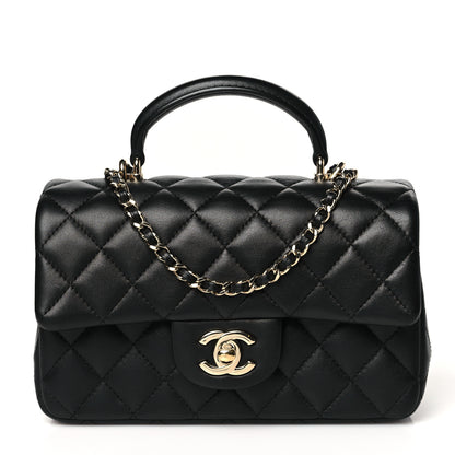 Chanel Lambskin Quilted Mini Top Handle Rectangular Flap Black 1 of 11