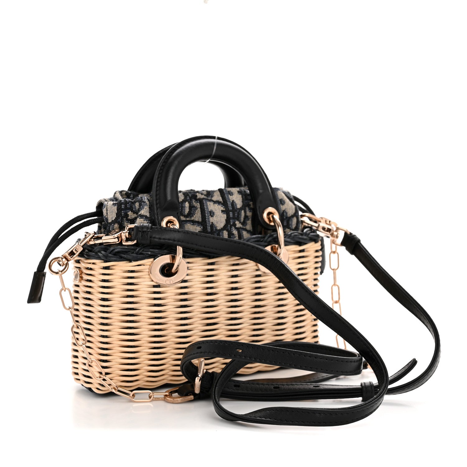 Christian Dior Wicker Oblique Micro Lady D-Joy Bag Natural Black 3 of 12