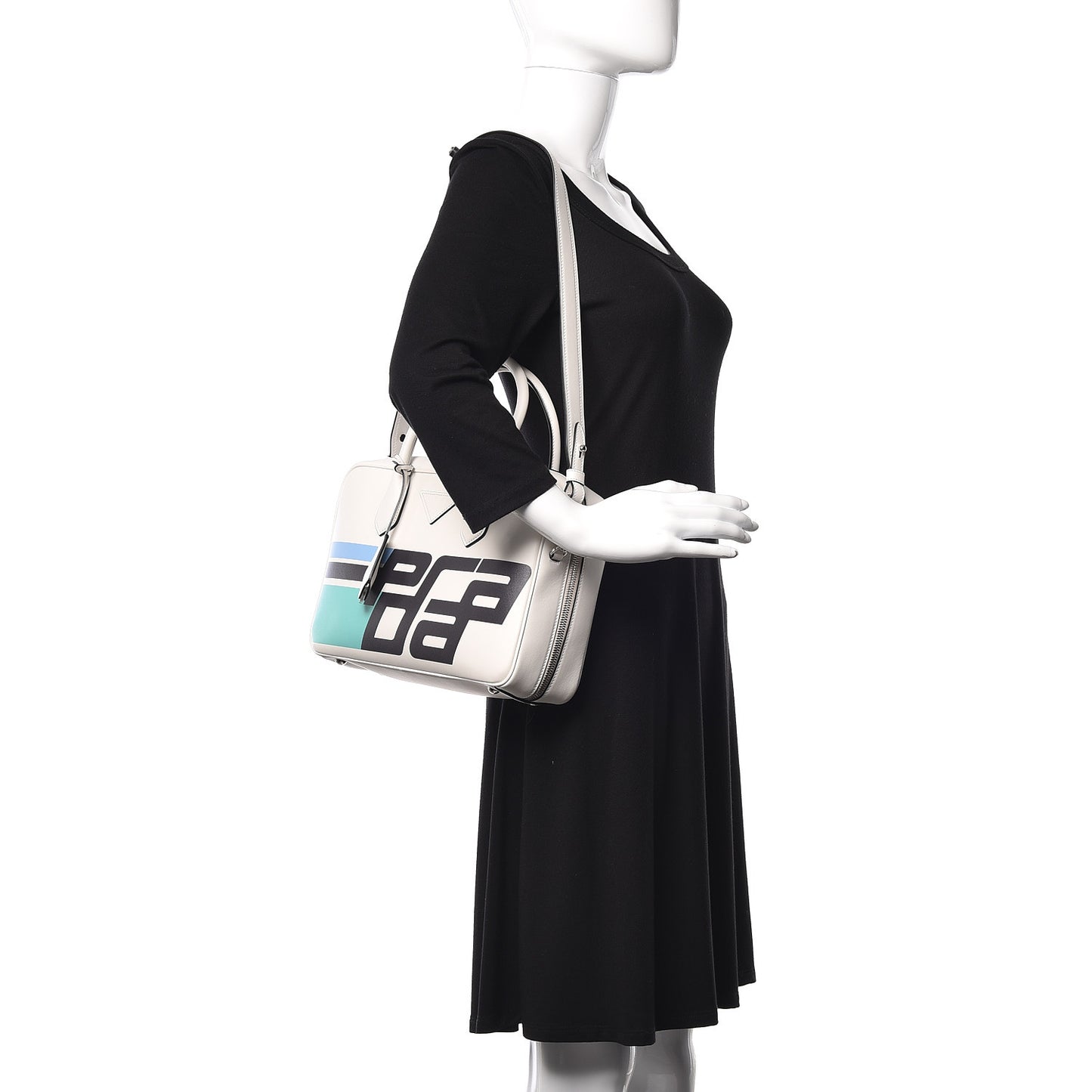 City Calfskin Racing Logo Bowler White Black