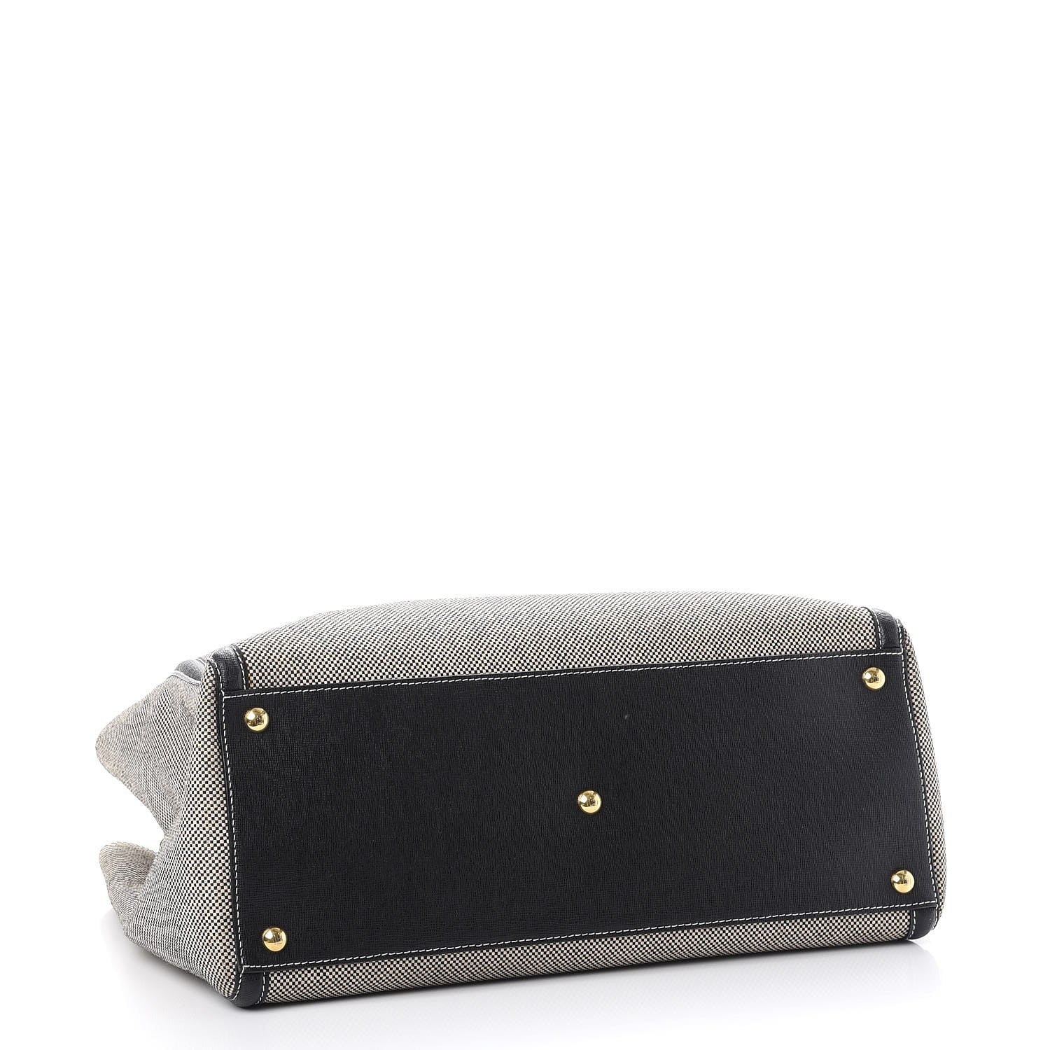 Fendi Canvas Vitello Regular 2Jours Tote Bianco Black 5 of 11