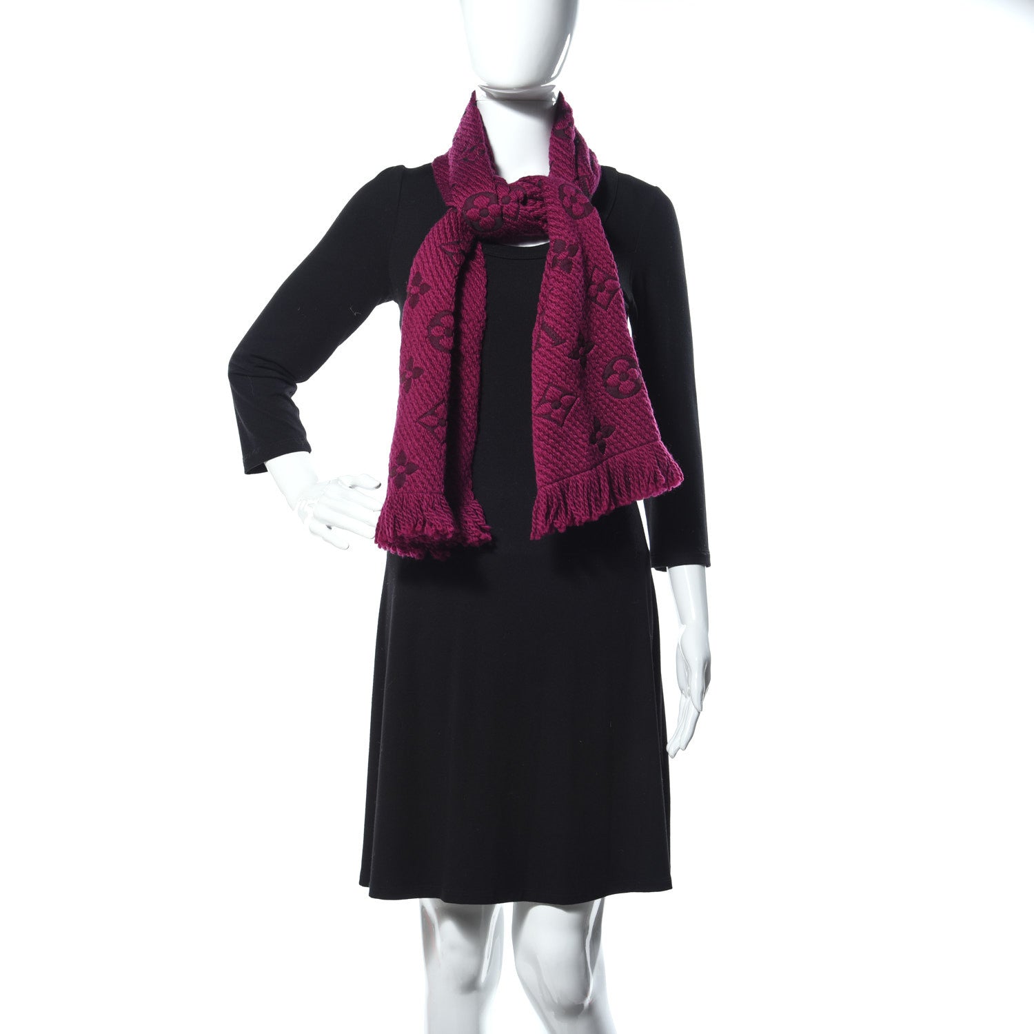 Louis Vuitton Wool Silk Logomania Scarf Cherry 2 of 4