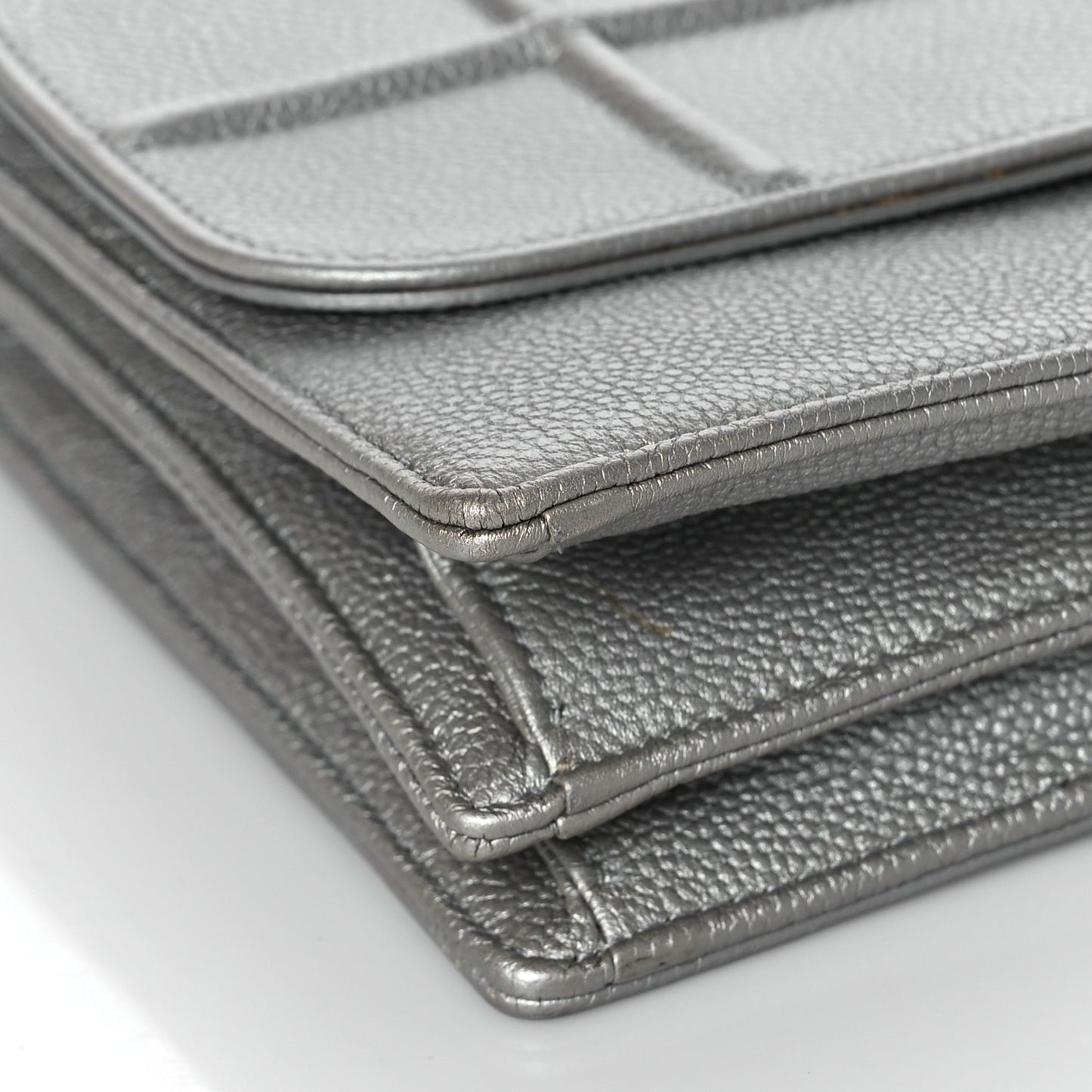 Metallic Grained Calfskin Diorama Satchel Silver