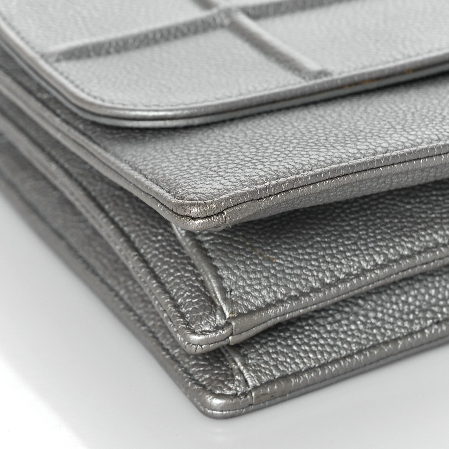 Christian Dior Metallic Grained Calfskin Diorama Satchel Silver 7 of 12