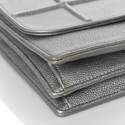 Christian Dior Metallic Grained Calfskin Diorama Satchel Silver 7 of 12