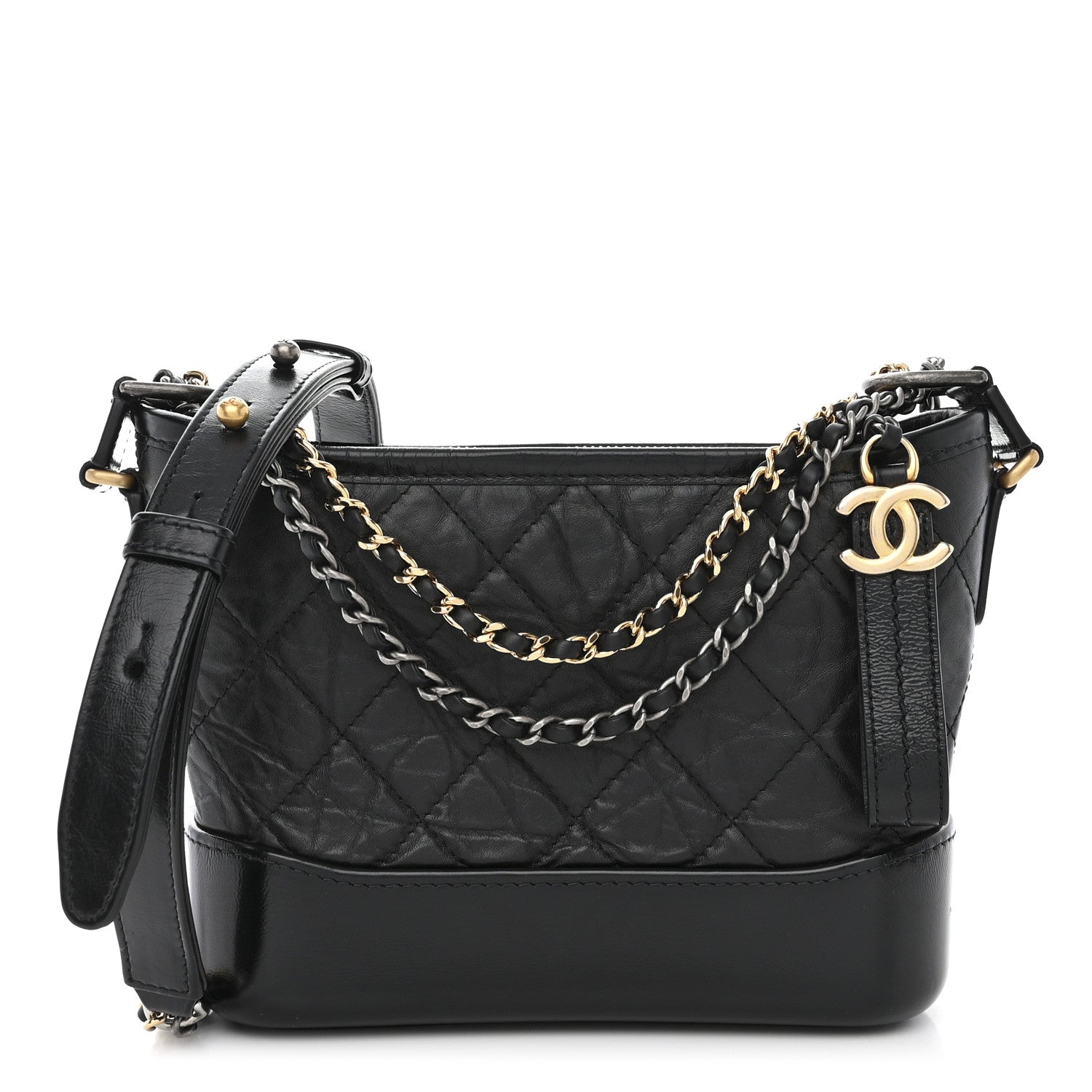 Chanel Aged Calfskin Quilted Small Gabrielle Hobo Black 1 of 11