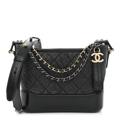 Chanel Aged Calfskin Quilted Small Gabrielle Hobo Black 1 of 11