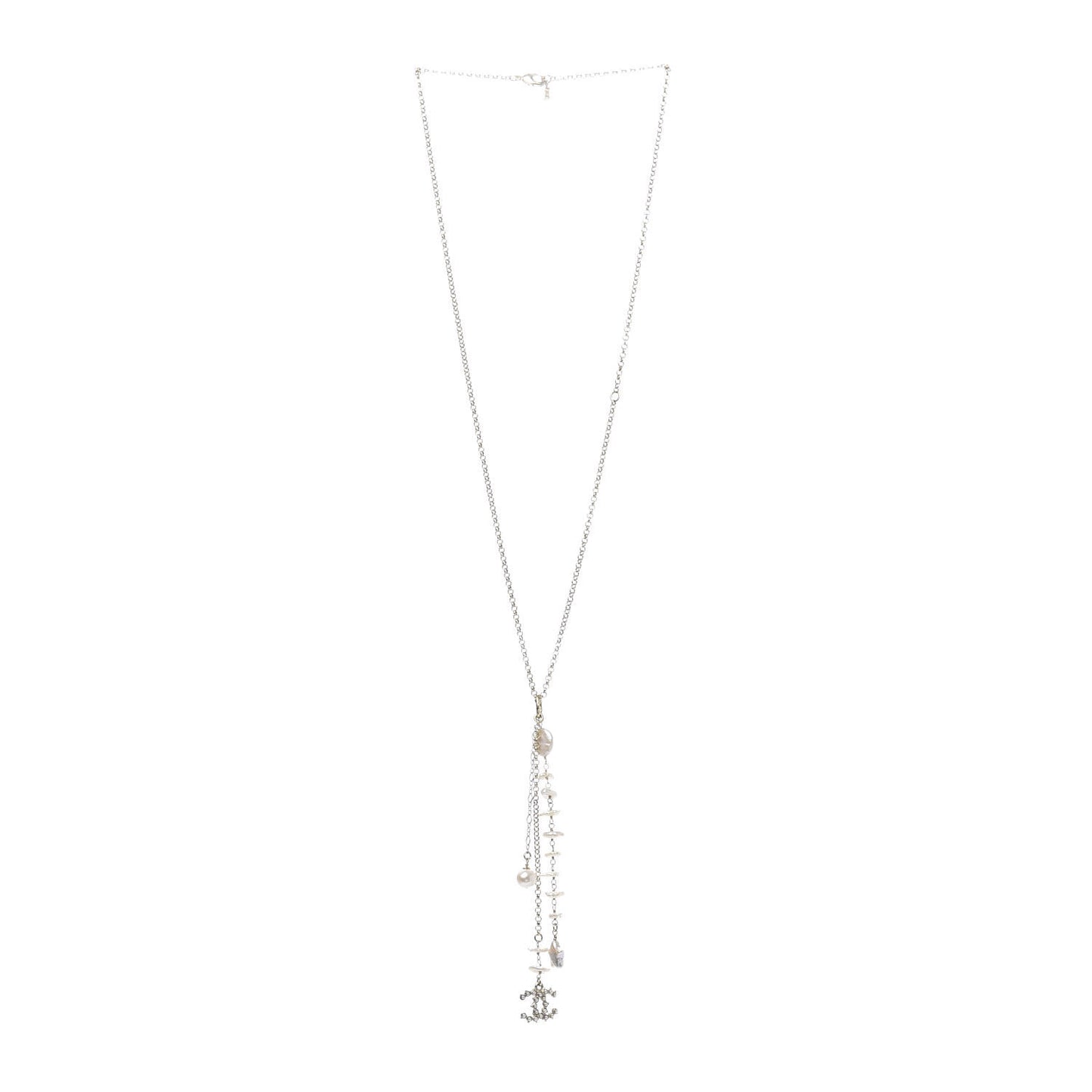 Pearl CC Chain Necklace Gold
