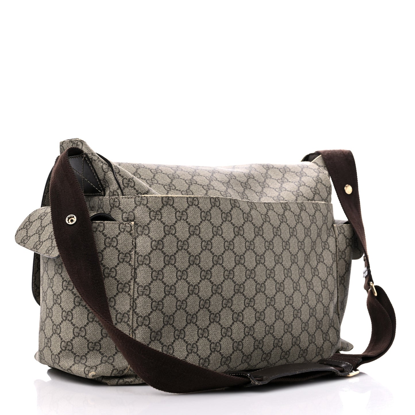 GG Plus Monogram Messenger Diaper Bag Dark Brown