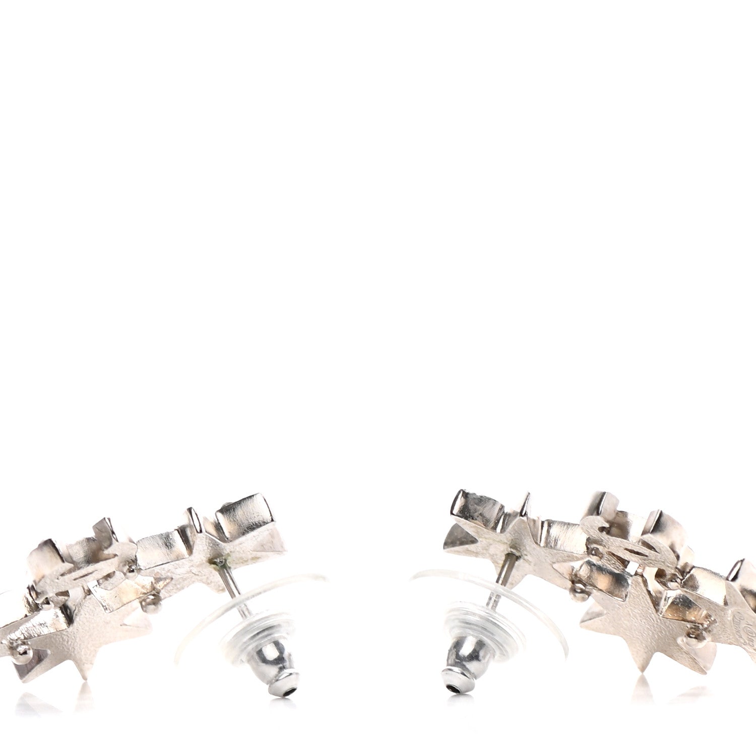 Chanel Crystal CC Star Earrings Silver 3 of 4