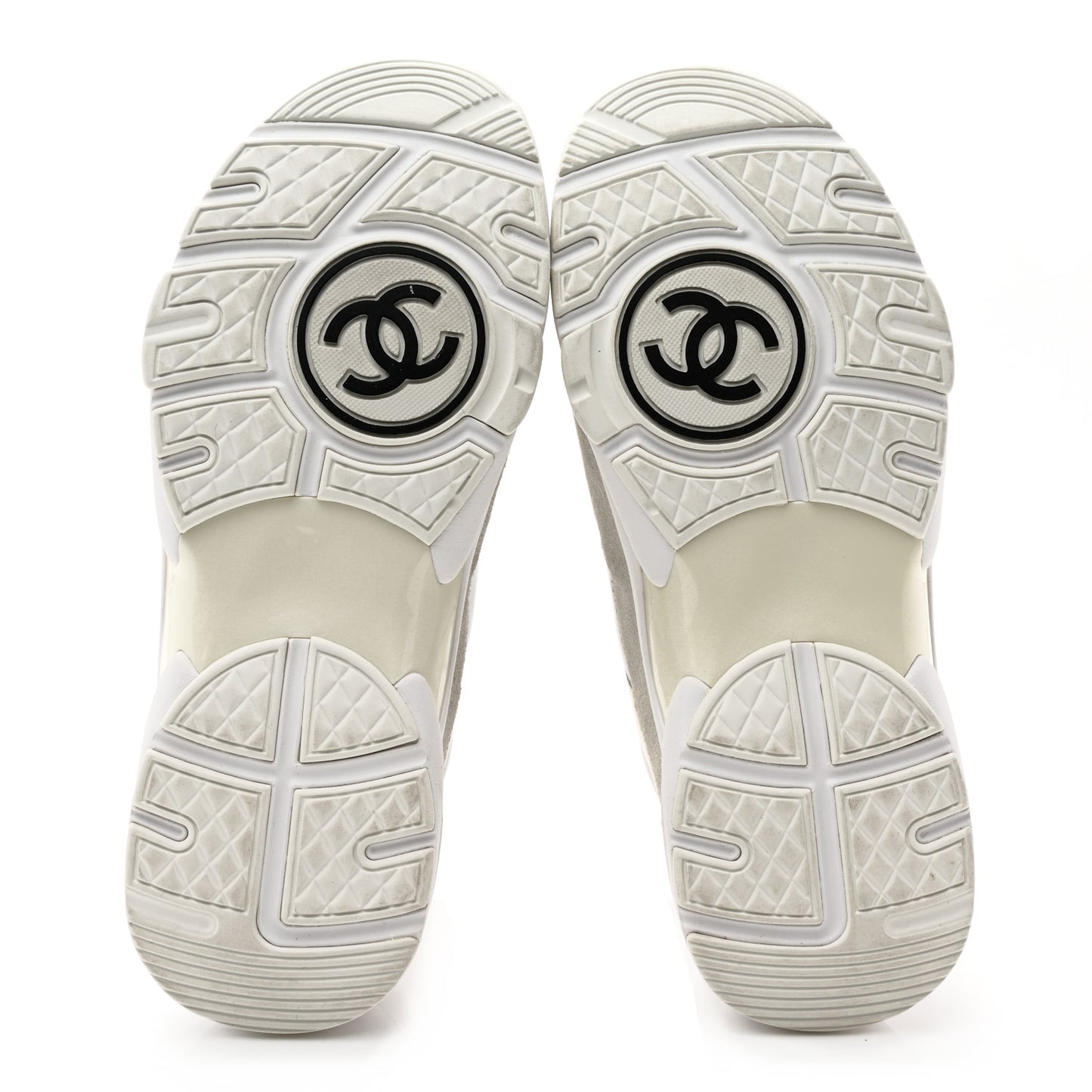 Suede Calfskin Fabric CC Sneakers 36 White