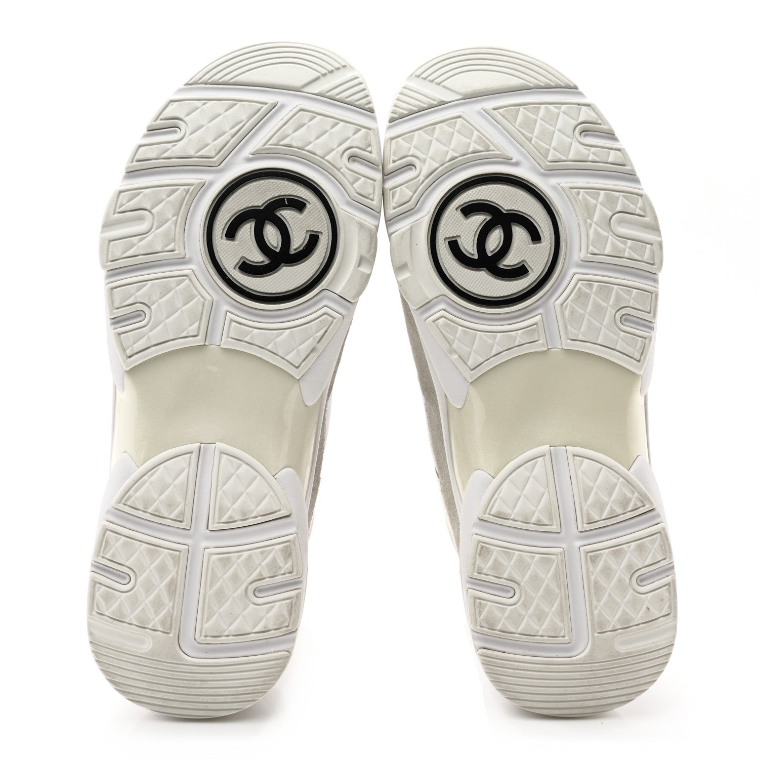 Chanel Suede Calfskin Fabric CC Sneakers 36 White 5 of 12