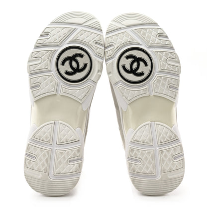 Chanel Suede Calfskin Fabric CC Sneakers 36 White 5 of 12
