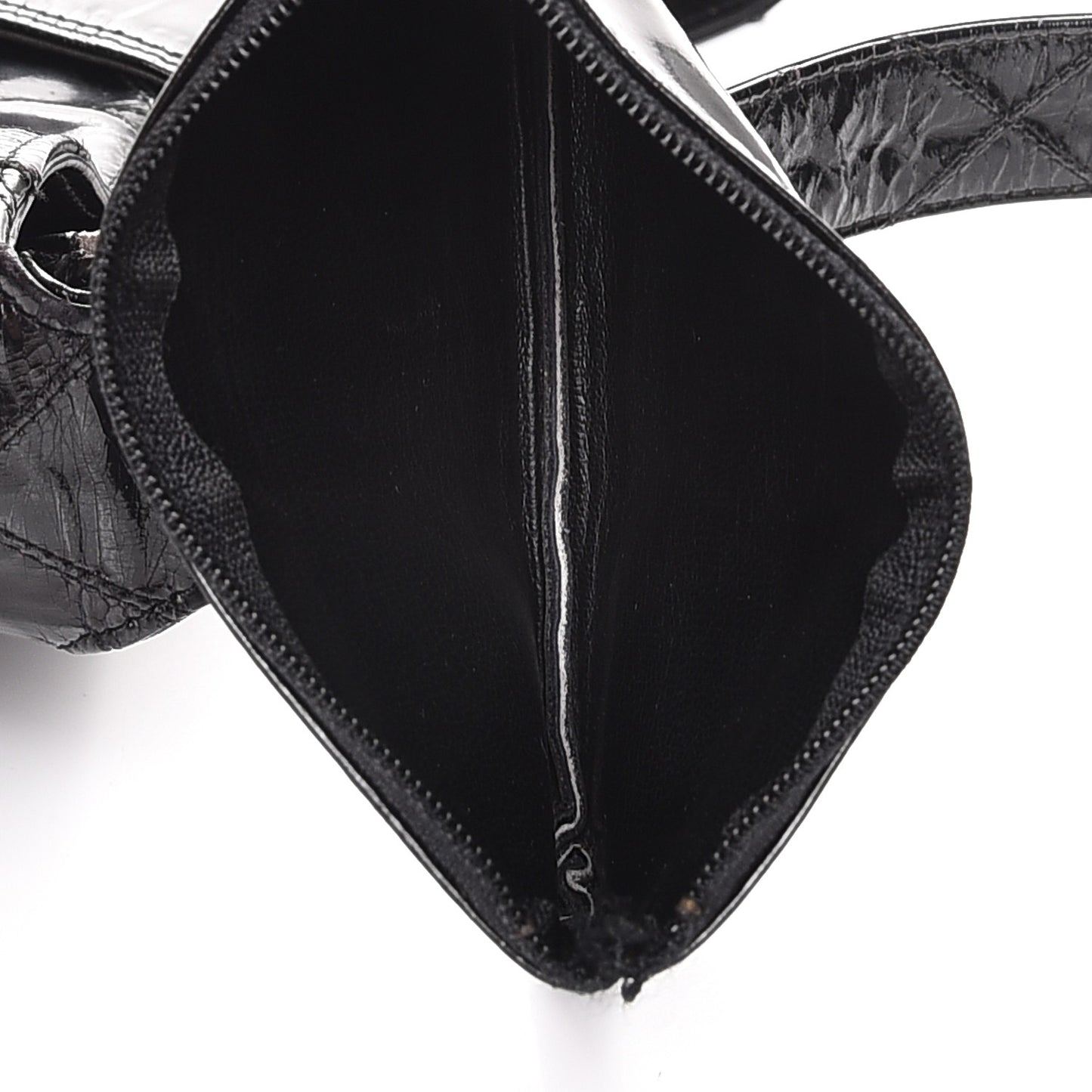 Patent Quilted CC Shoulder Bag Black