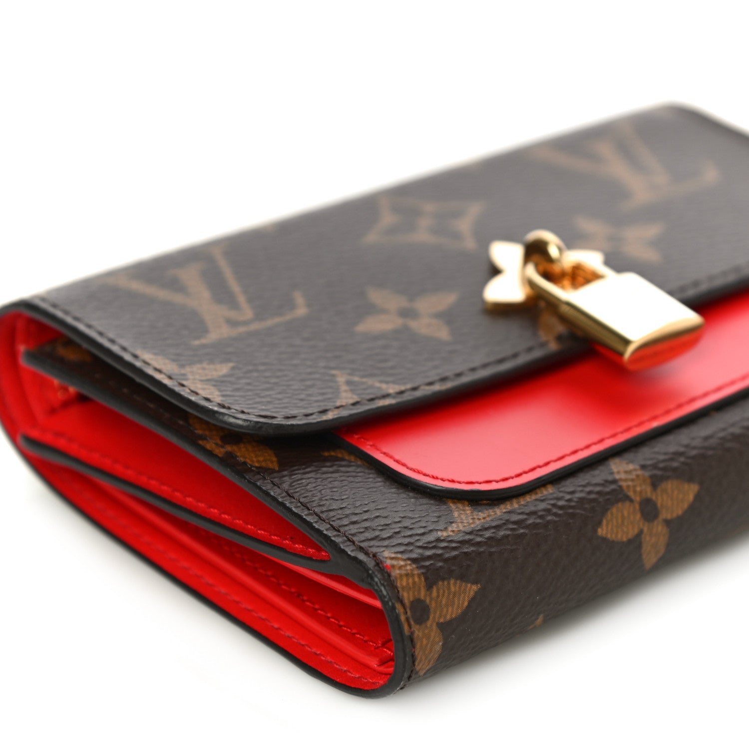 Louis Vuitton Monogram Flower Lock Compact Wallet Coquelicot 8 of 9
