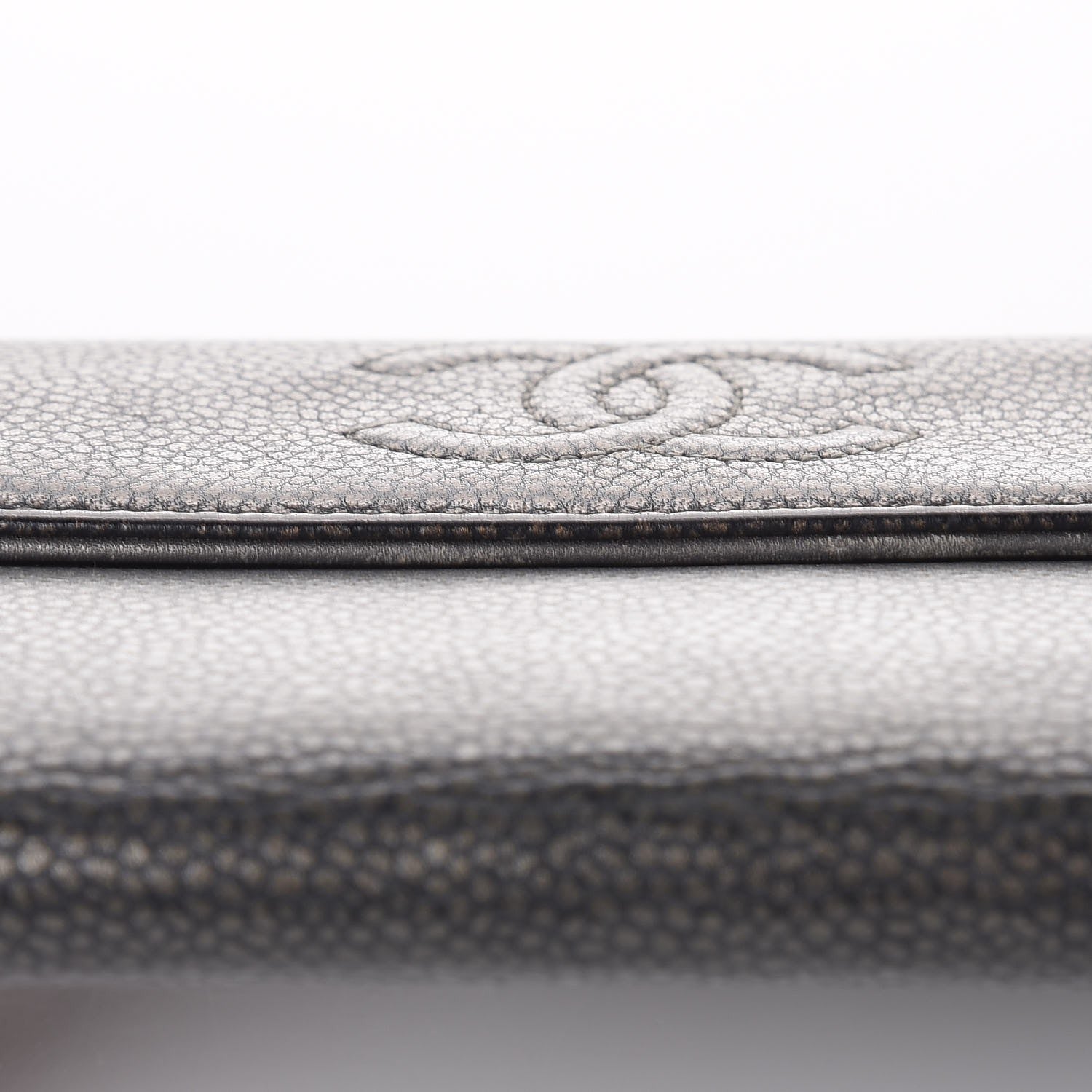Chanel Metallic Caviar Timeless CC Large Gusset Flap Wallet Dark Silver 7 of 15