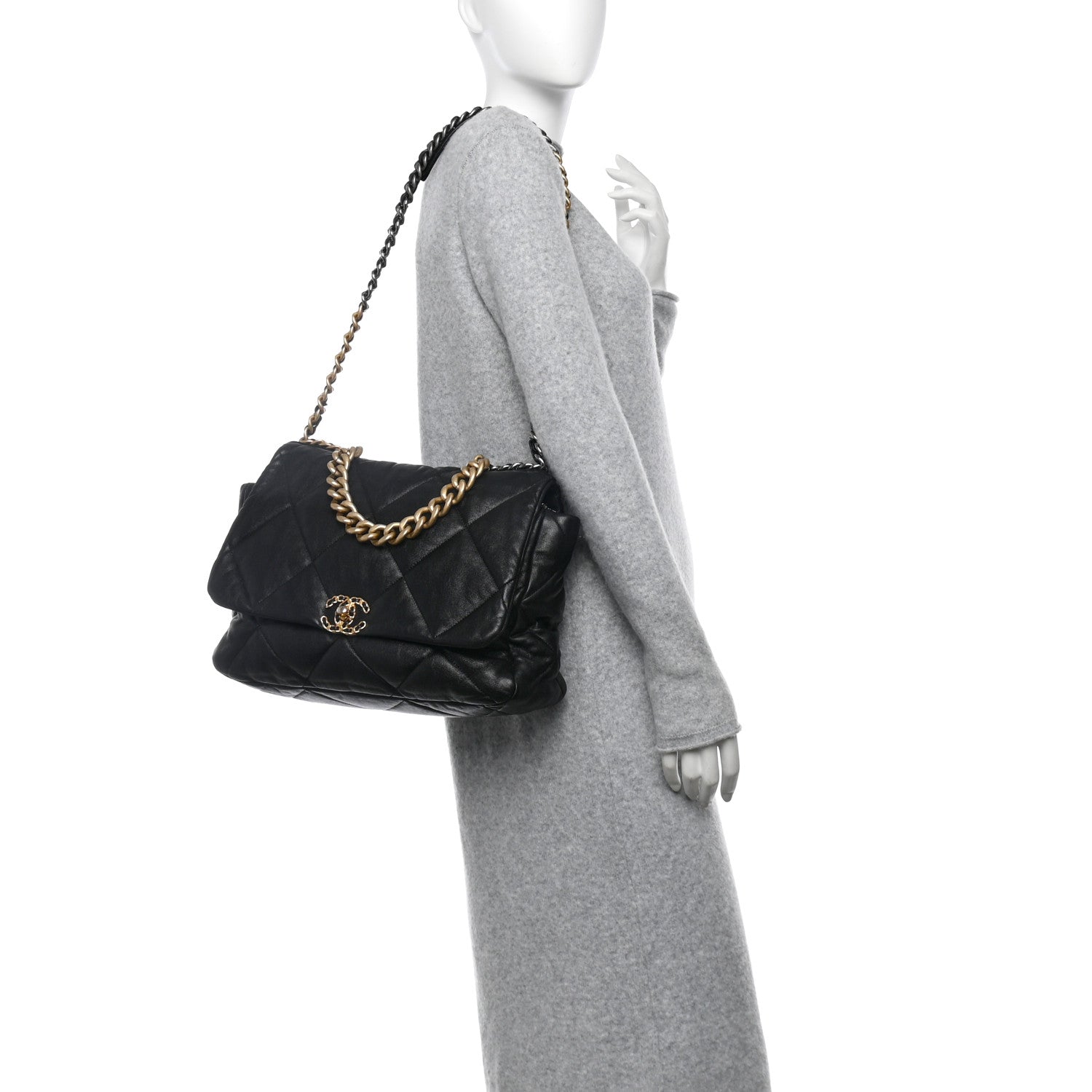 Chanel Lambskin Quilted Maxi Chanel 19 Flap Black 2 of 10