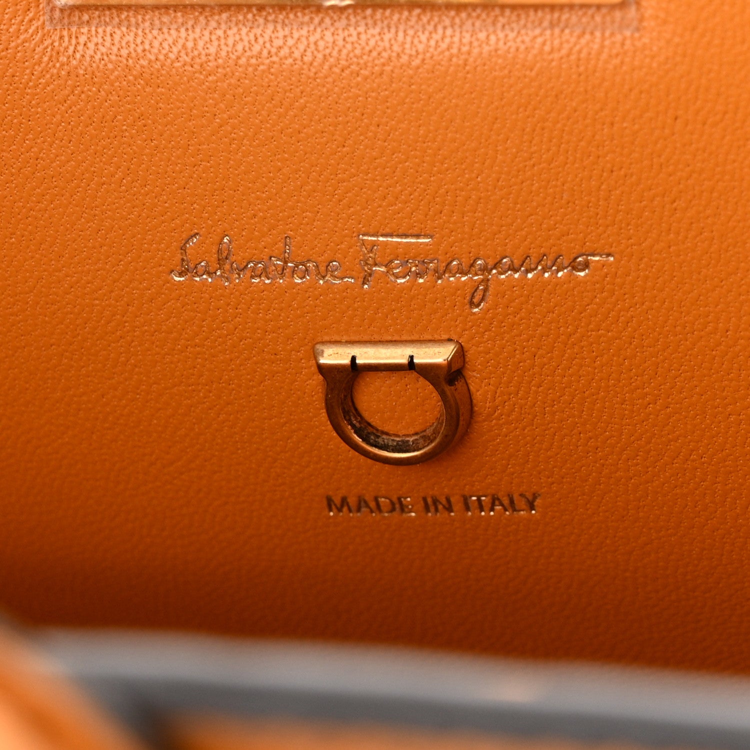 Salvatore Ferragamo Hammered Calfskin Small The Studio Box Bag Olivello 6 of 10