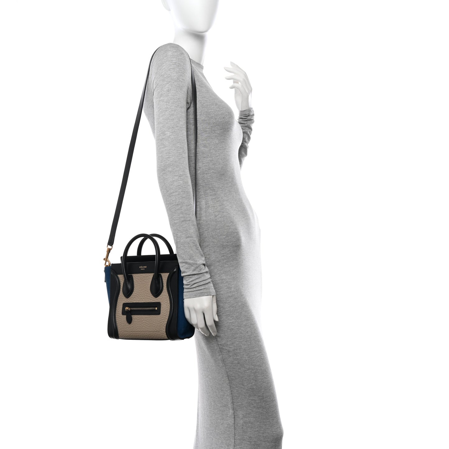 Bullhide Calfskin Nubuck Nano Tri-Color Luggage Light Taupe