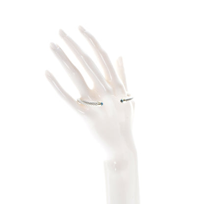 David Yurman Sterling Silver 14K Yellow Gold Blue Topaz 5mm Cable Classics Petite Color Bracelet 2 of 5