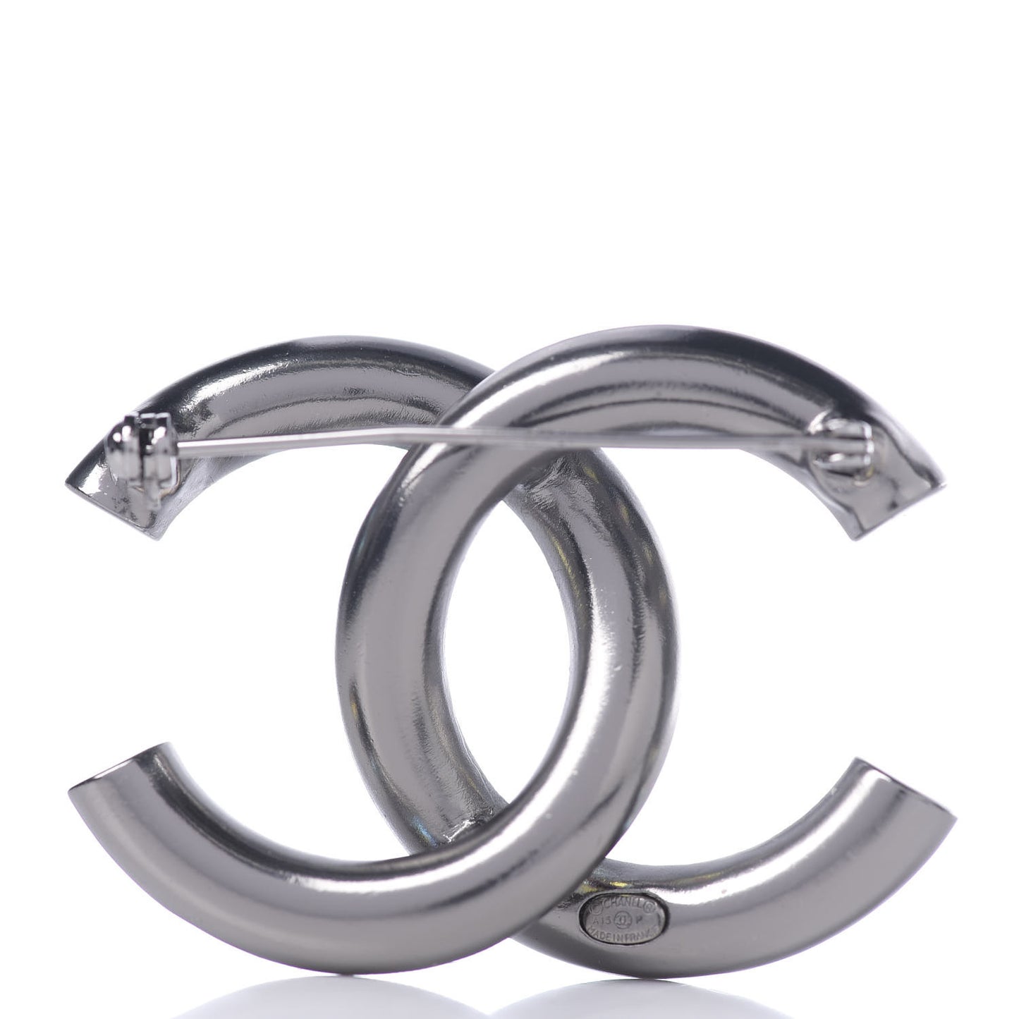 Baguette Crystal CC Brooch Silver